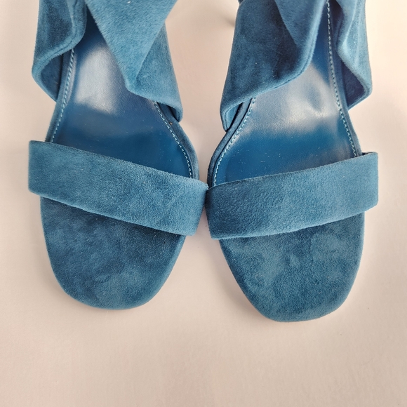 NWOT Vince Camuto 6.5M Kalentie Teal Suede Open Toe Sandals 3.5" Stiletto Heel - Picture 8 of 12